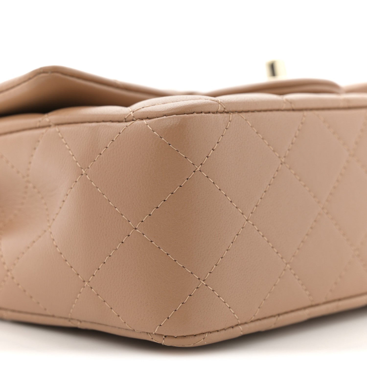 Chanel Lambskin Quilted Mini Top Handle Rectangular Flap Dark Beige 9 of 11