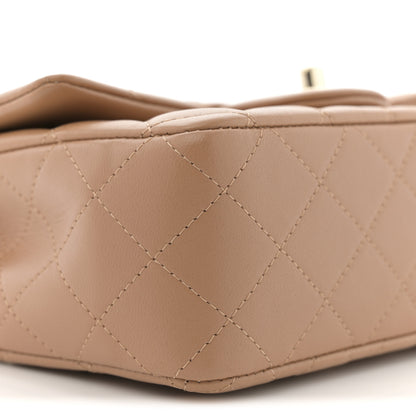 Chanel Lambskin Quilted Mini Top Handle Rectangular Flap Dark Beige 9 of 11