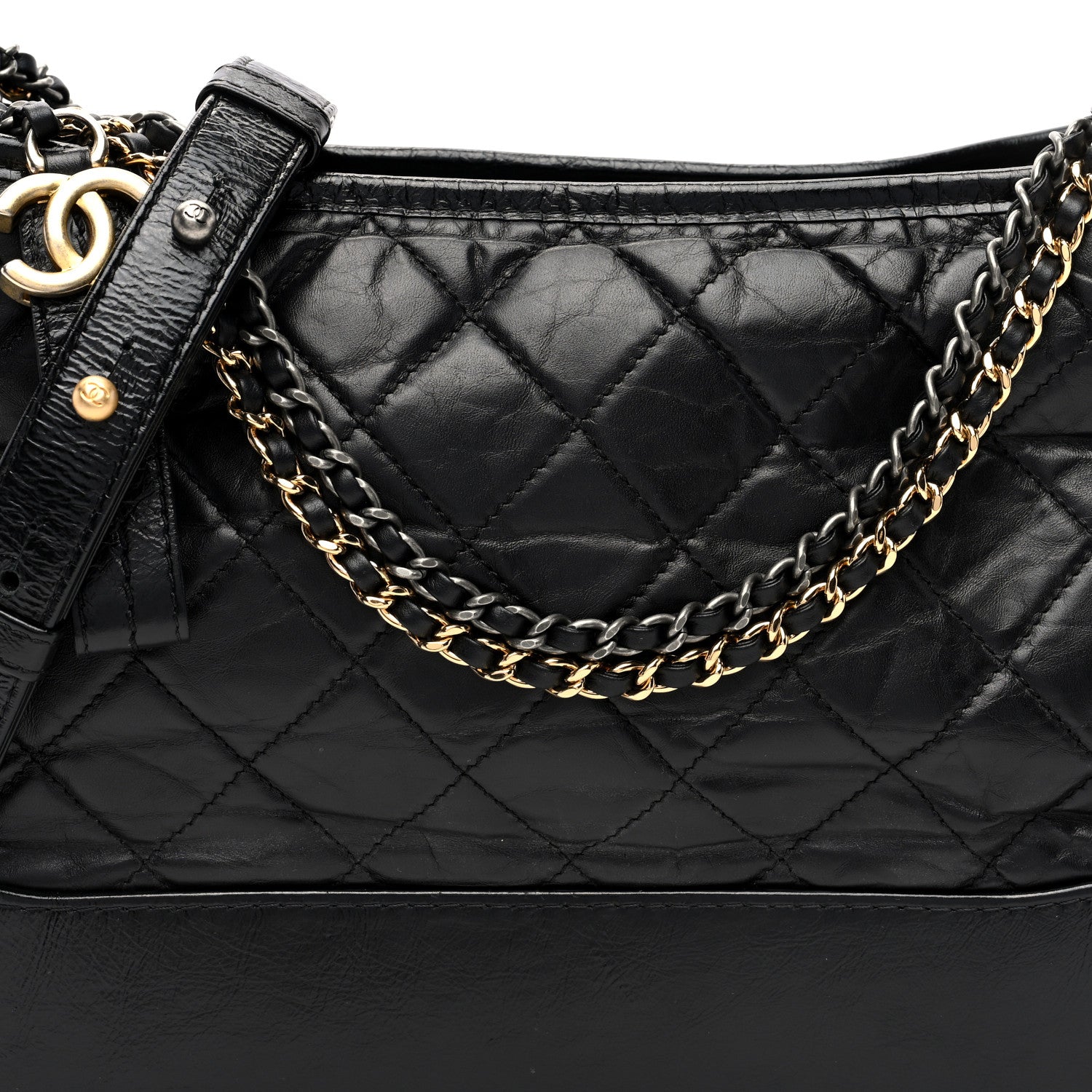 Chanel Aged Calfskin Quilted Medium Gabrielle Hobo Black 8 of 10