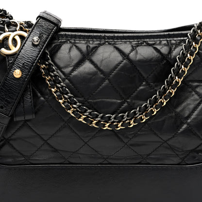 Chanel Aged Calfskin Quilted Medium Gabrielle Hobo Black 8 of 10