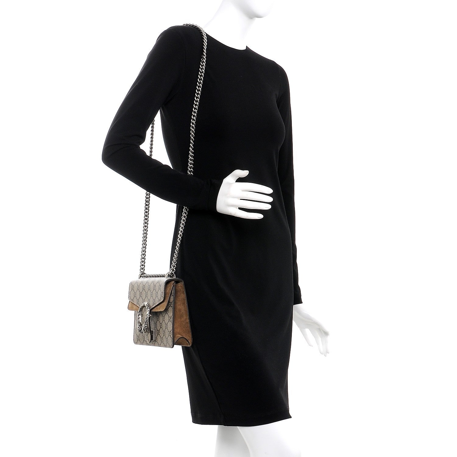 Gucci GG Supreme Monogram Mini Dionysus Shoulder Bag Taupe 2 of 9