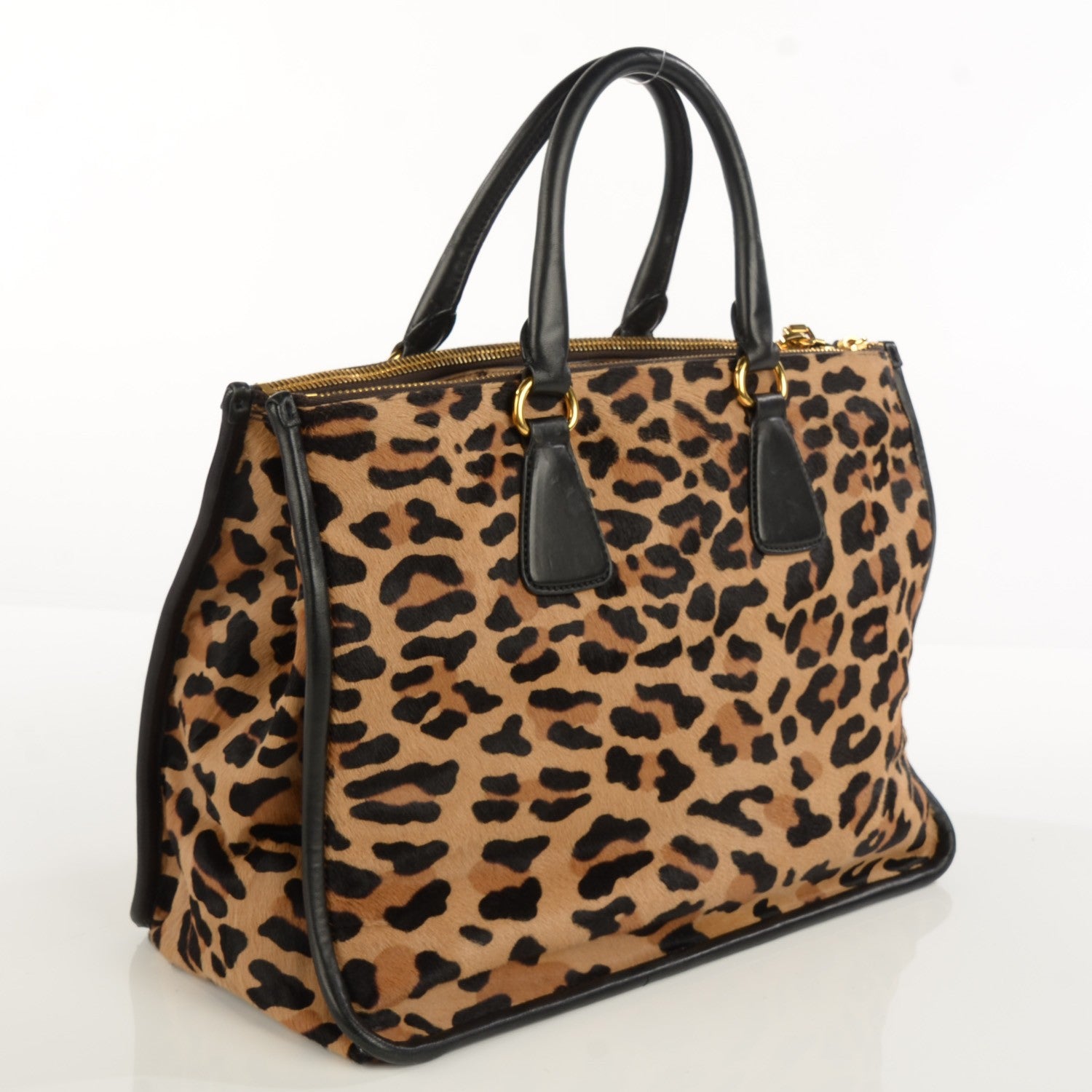 Prada Calf Hair Leopard Cavallino Double Zip Tote 5 of 11