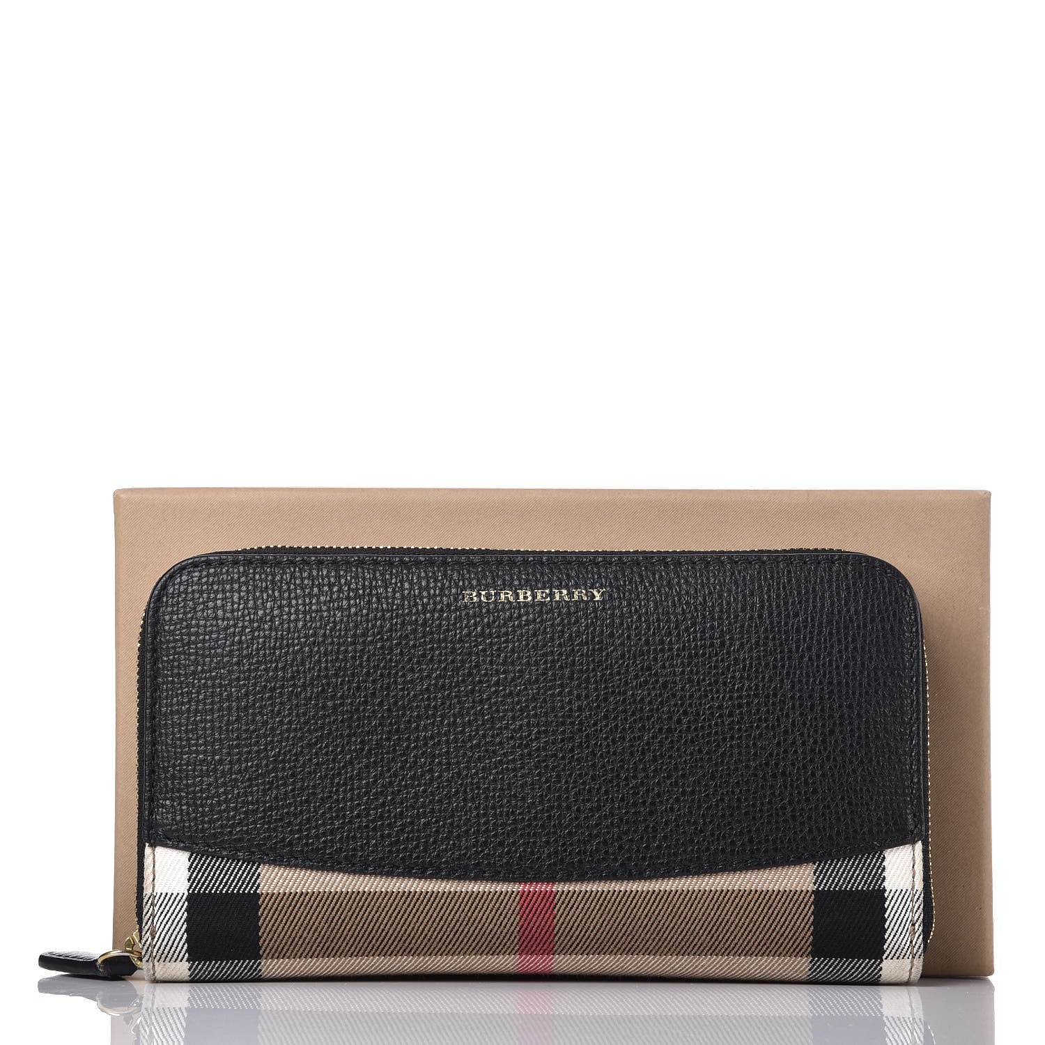 Burberry Calfskin House Check Elmore Zip Around Wallet Black 11 of 11
