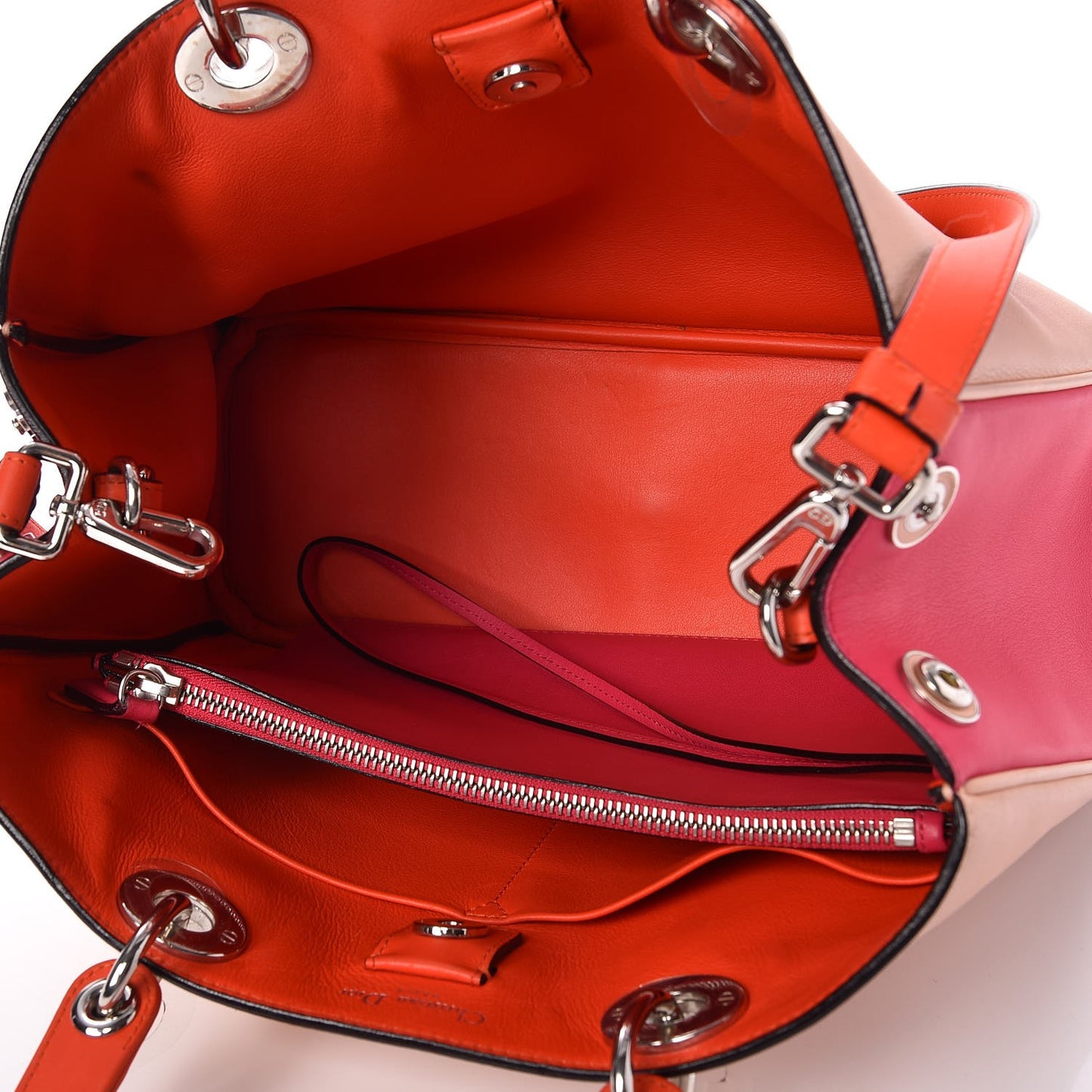 Smooth Calfskin Medium Tri-Color Diorissimo Tote Pink Fuchsia Orange