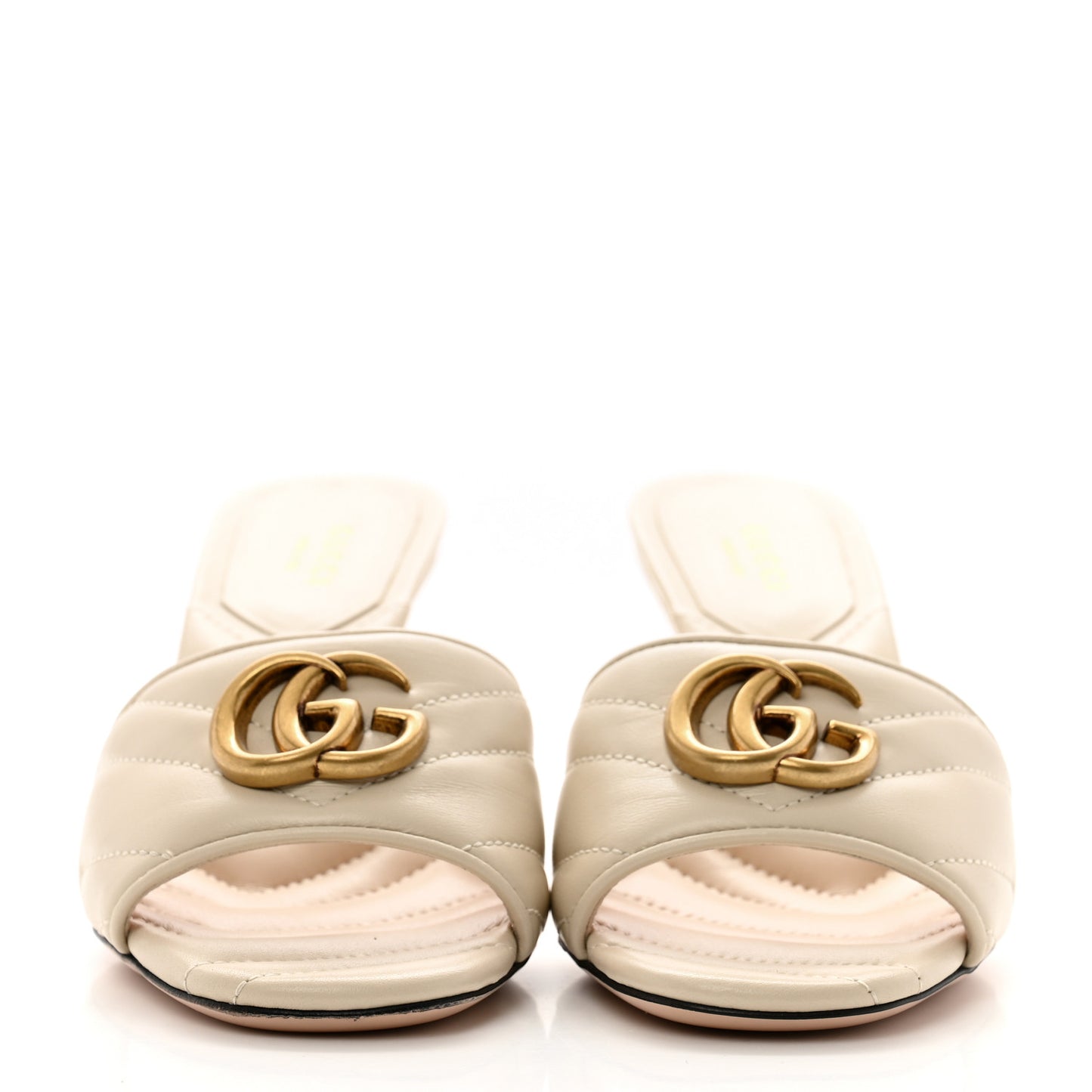 Nappa Matelasse GG Marmont 75mm Slide Sandals 36.5 Mystic White