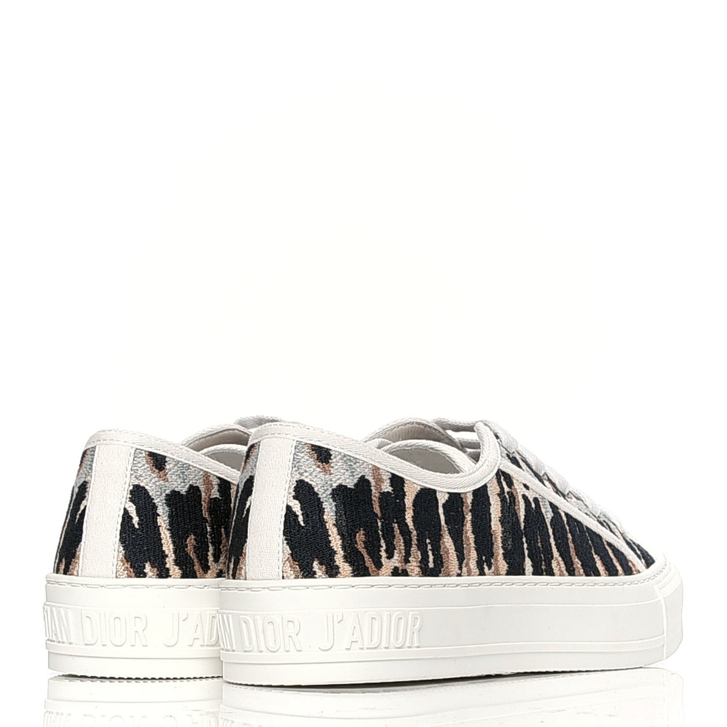 Canvas Tie and Dior Embroidered Womens Walk'N'Dior Low Top Sneakers 37 Multicolor