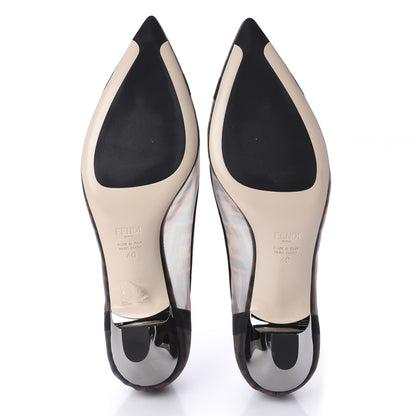 Fendi Technical Mesh Vitello Gommato FF Colibri 55mm Pumps 40 Tobacco Moro Black 5 of 9