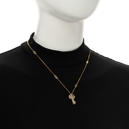Gucci Metal Crystal Double G Key Pendant Necklace Gold 2 of 6