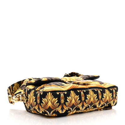 Fendi X VERSACE Silk Fendace FF Baroque Quilted Scarf Baguette Black Gold 3 of 9