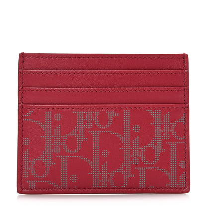 Christian Dior Calfskin Oblique Galaxy Perforated Card Holder Red White 1 of 8