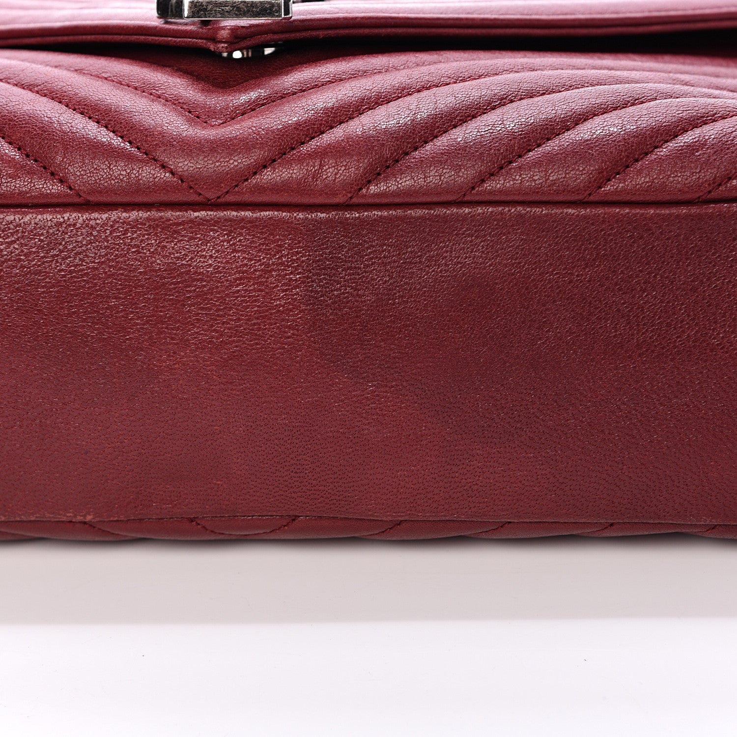 Saint Laurent Sheepskin Matelasse Chevron Large College Monogram Satchel Oxblood 12 of 18