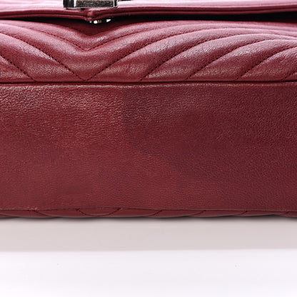 Saint Laurent Sheepskin Matelasse Chevron Large College Monogram Satchel Oxblood 12 of 18