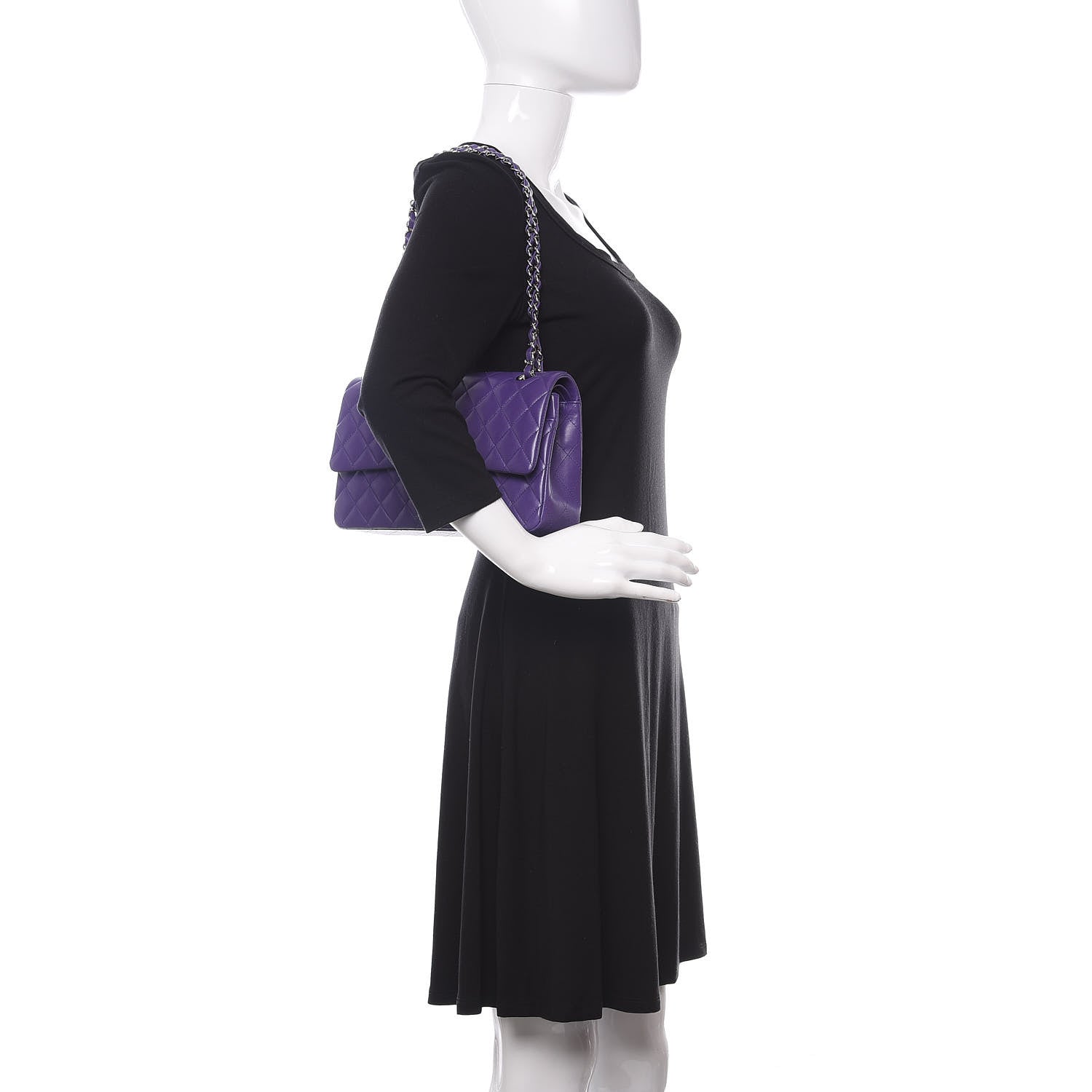 Chanel Lambskin Quilted Medium Double Flap Purple 2 of 11