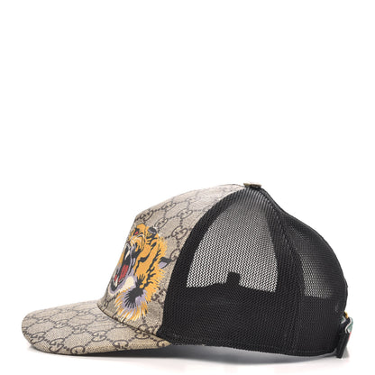 Gucci GG Supreme Monogram Tiger Print Baseball Hat XL Beige 3 of 9