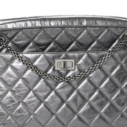 Chanel Metallic Aged Calfskin Quilted Large Reissue Camera Case Silver 8 of 10