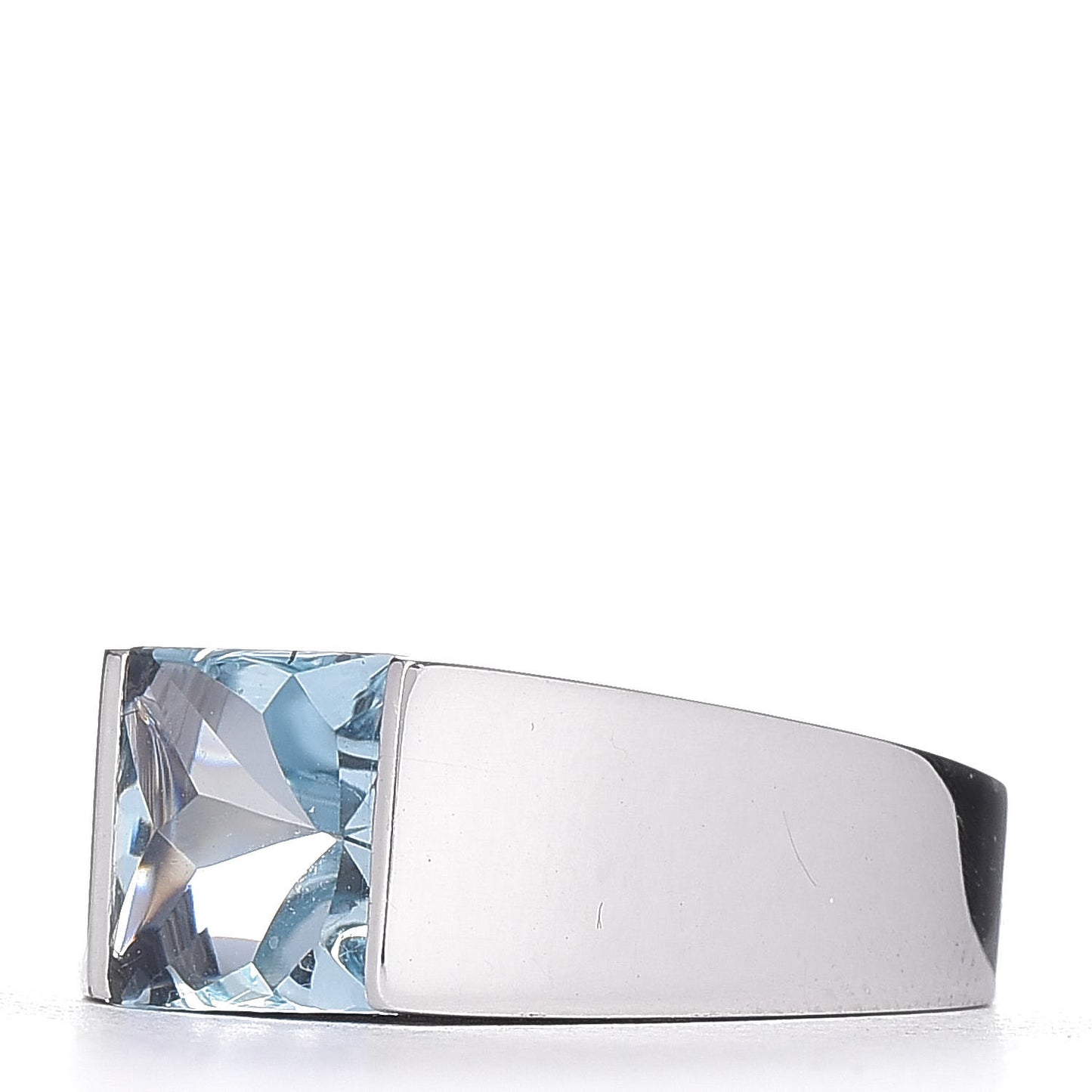 18K White Gold Aquamarine Tank Ring 49 4.75