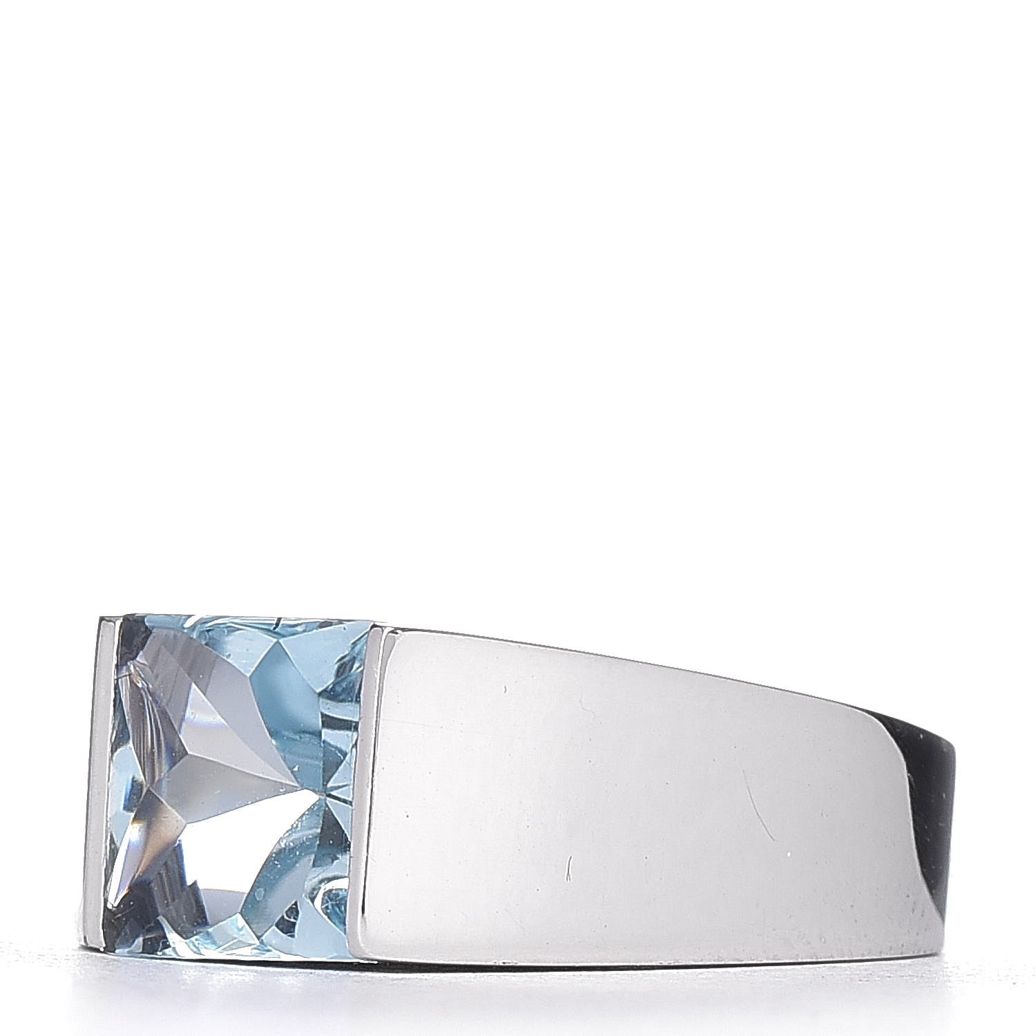 Cartier 18K White Gold Aquamarine Tank Ring 49 4.75 3 of 5