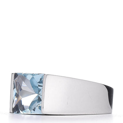 Cartier 18K White Gold Aquamarine Tank Ring 49 4.75 3 of 5