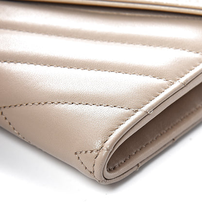 Saint Laurent Lambskin Y Quilted Monogram Large Loulou Flap Wallet Nude Powder 9 of 12