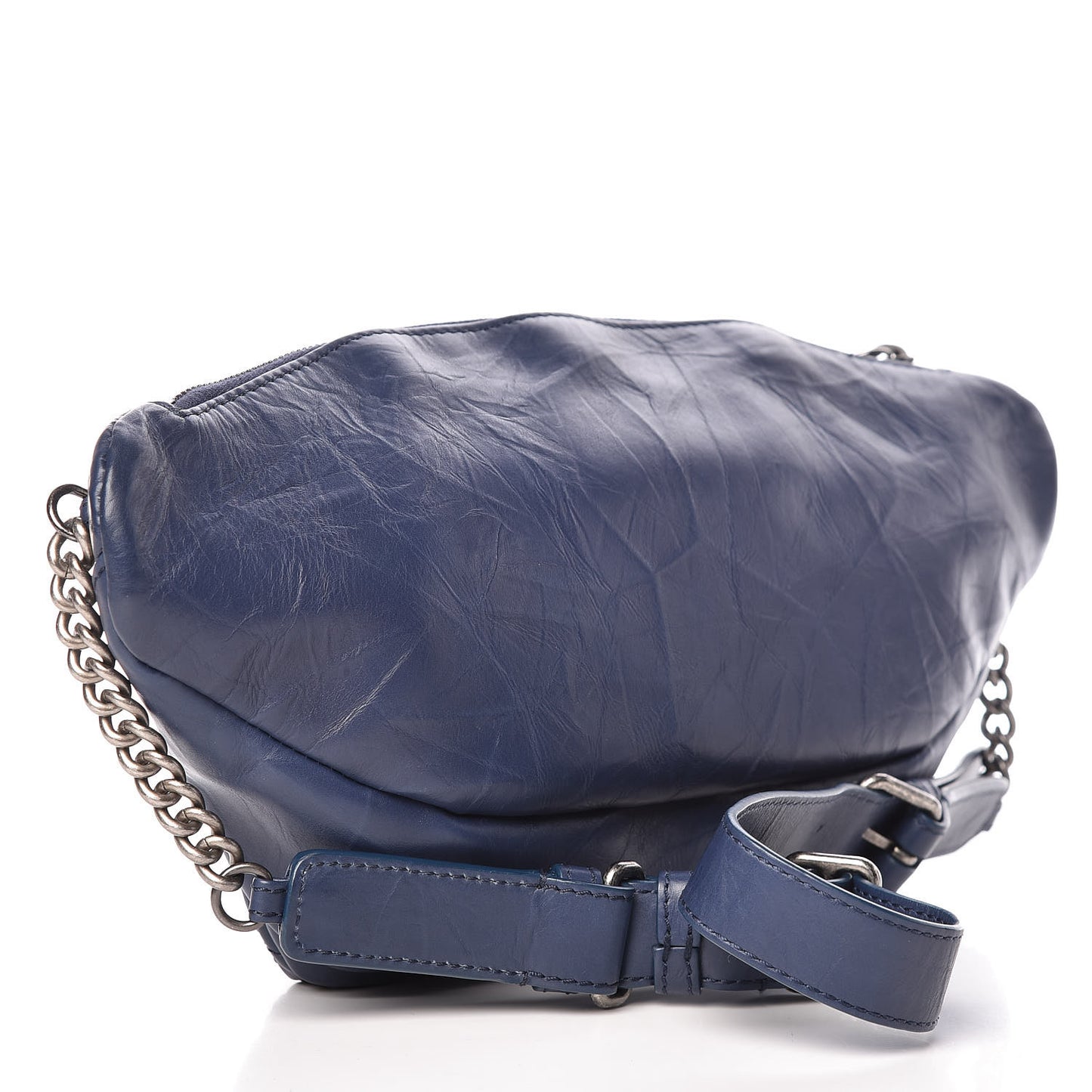 Crumpled Calfskin Quilted Casual Rock Waist Bag Fanny Pack Blue