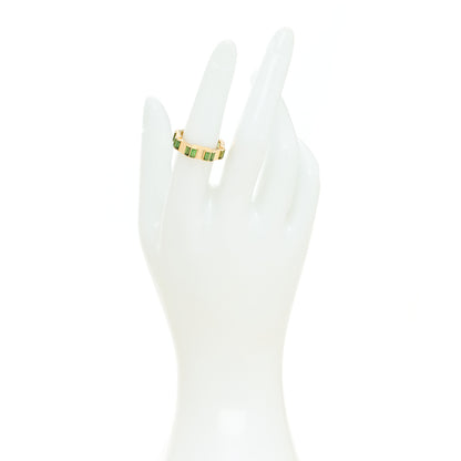Gucci 18K Yellow Gold Green Tourmaline 7mm Link to Love Ring 54 6.75 3 of 7