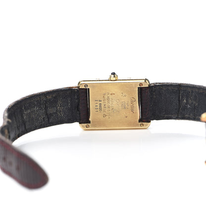 Cartier Sterling Silver Vermeil Lizard 20mm Must de Cartier Tank Quartz Watch Brown 4 of 7