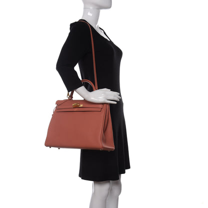 Hermes Taurillon Clemence Retourne Kelly 35 Rose Thé 2 of 11