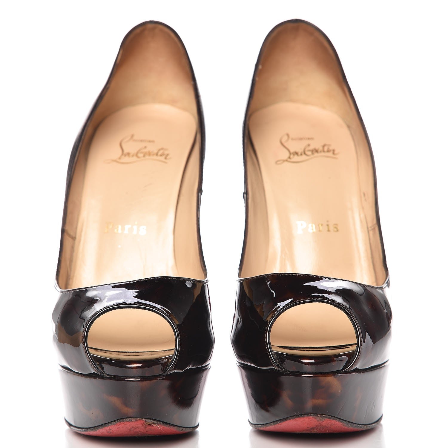 Christian Louboutin Patent Tortoiseshell Lady Peep 150 Pumps 35.5 Tartaruga 2 of 14