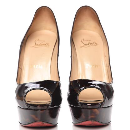 Christian Louboutin Patent Tortoiseshell Lady Peep 150 Pumps 35.5 Tartaruga 2 of 14