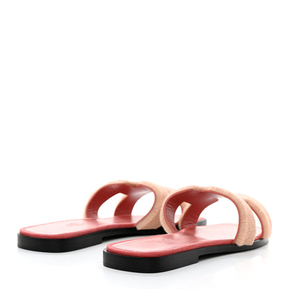 Hermes Mink Fur Oran Sandals 37 Blush Gris Fume 4 of 8