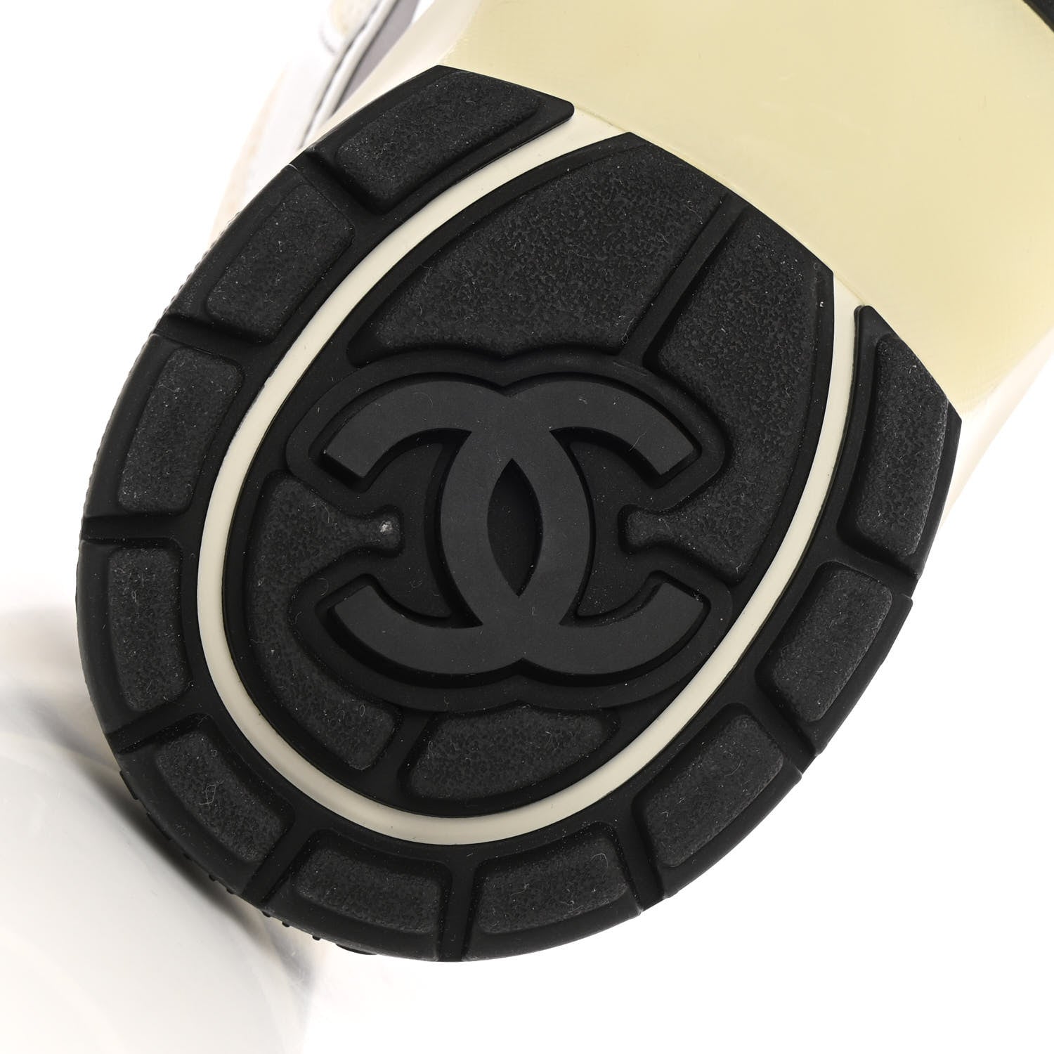 Chanel Fabric Laminated Calfskin Stretch CC Sneakers 37 White Silver 6 of 10