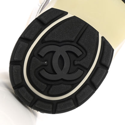 Chanel Fabric Laminated Calfskin Stretch CC Sneakers 37 White Silver 6 of 10