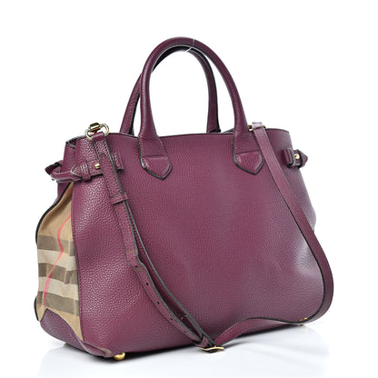 Burberry Derby Calfskin House Check Medium Banner Tote Dark Plum 2 of 27