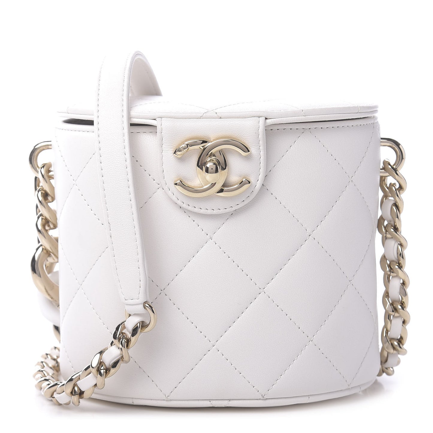 Lambskin Resin Elegant Chain Vanity Case White