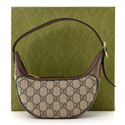 Gucci GG Supreme Monogram Textured Calfskin Web Mini Ophidia Half Moon Hobo Beige Ebony New Acero 11 of 11