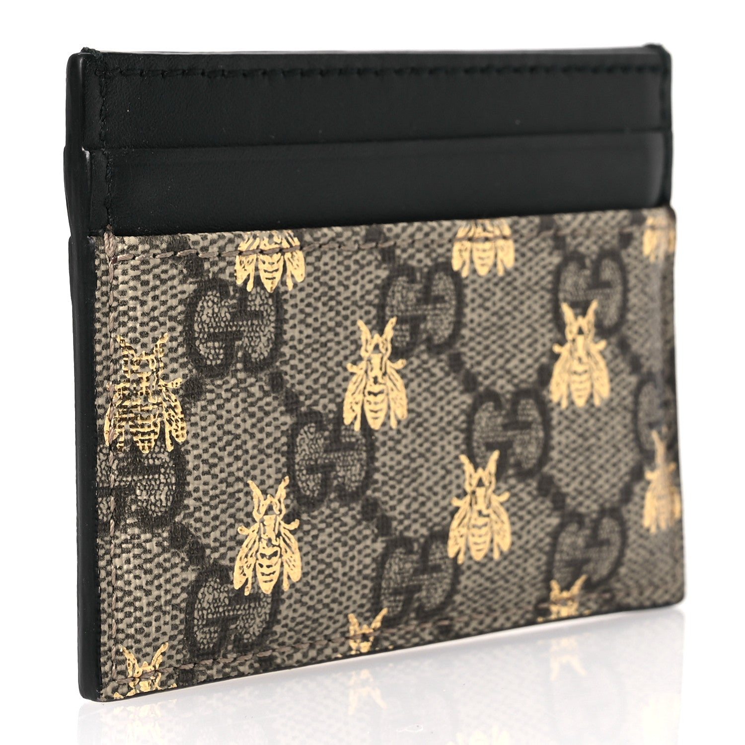 Gucci GG Supreme Monogram Bees Card Holder Black 3 of 11