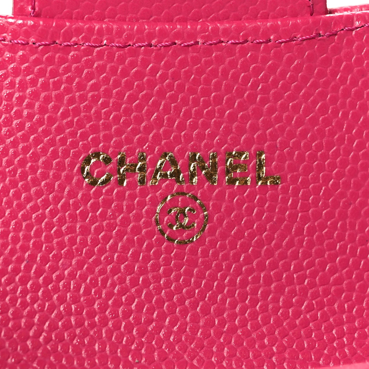 Caviar Quilted Flap Card Holder Wallet Dark Pink