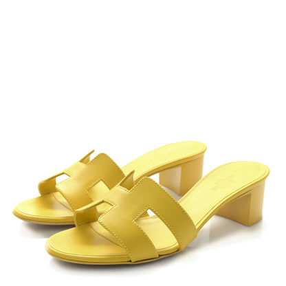 Hermes Calfskin Oasis Sandals 36.5 Jaune Pollen 3 of 8