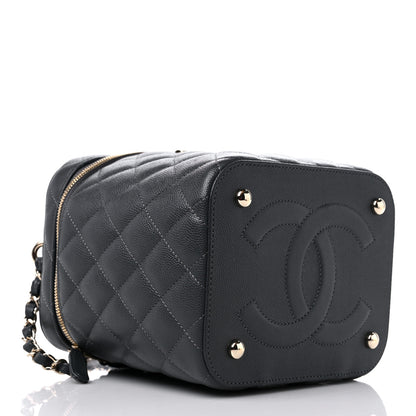 Chanel Caviar Quilted Small Top Handle Vanity Case With Chain Dark Grey 4 of 9
