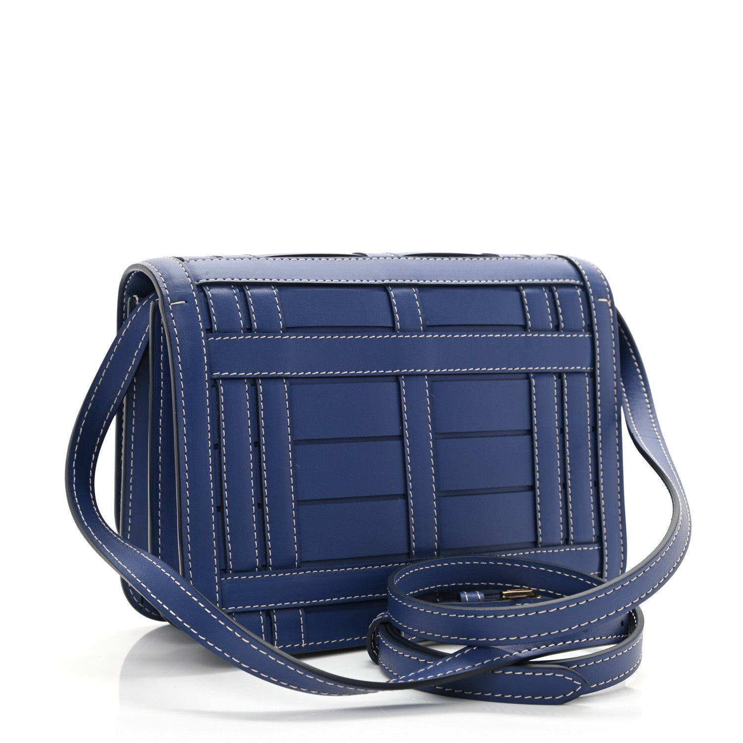 Burberry Calfskin Woven Small TB Bag Ink Blue 3 of 10