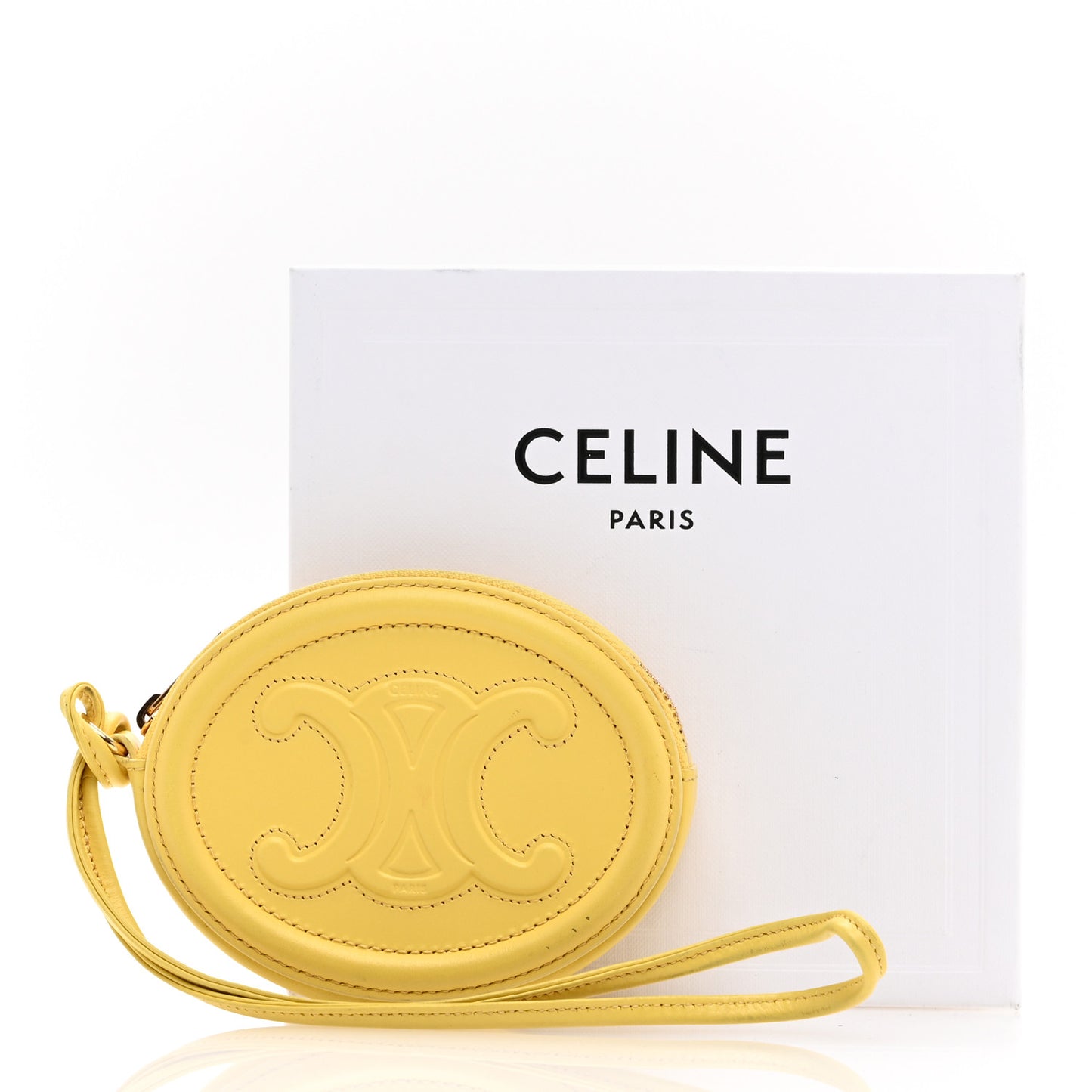 Smooth Calfskin Triomphe Oval Wallet Yellow