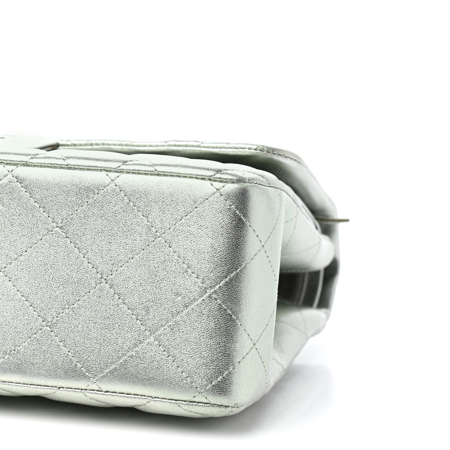 Chanel Metallic Lambskin Quilted Jumbo Double Flap Green 7 of 10