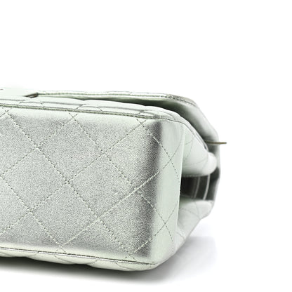 Chanel Metallic Lambskin Quilted Jumbo Double Flap Green 7 of 10