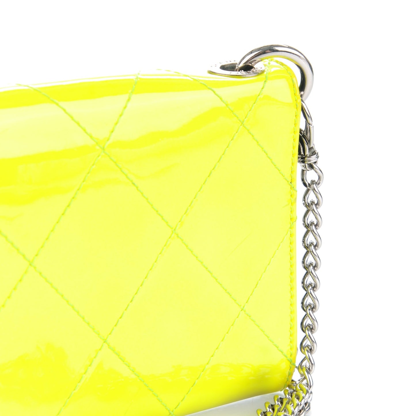 Patent Stitched CC Flap Wallet Clutch Yellow