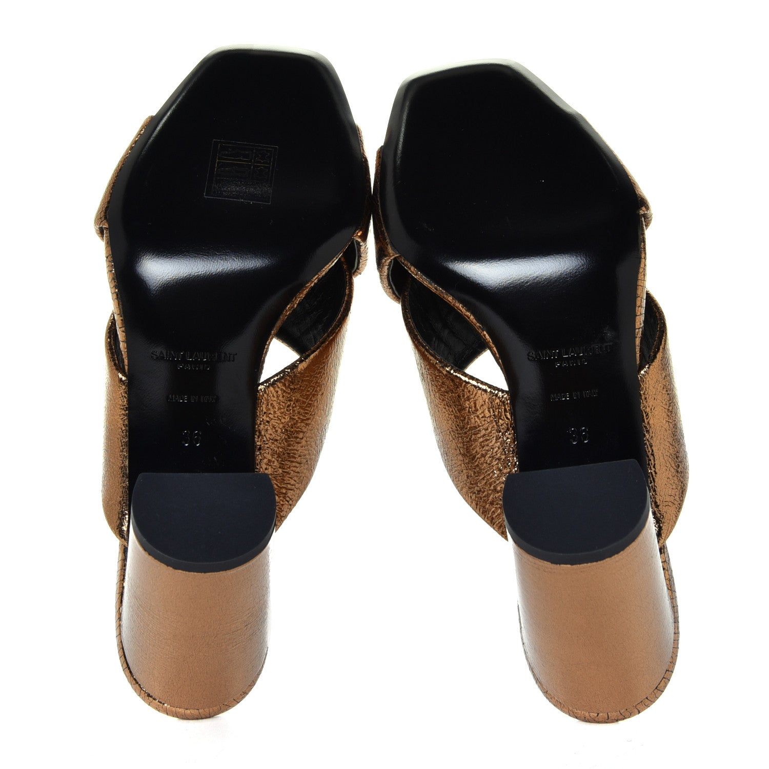 Saint Laurent Metallic Supercrack Calfskin LouLou 95 Mule Sandals 36 Chestnut 11 of 12