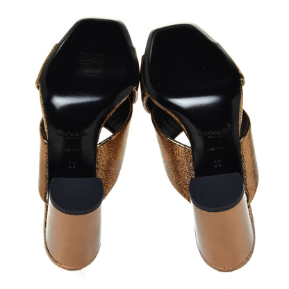 Saint Laurent Metallic Supercrack Calfskin LouLou 95 Mule Sandals 36 Chestnut 11 of 12