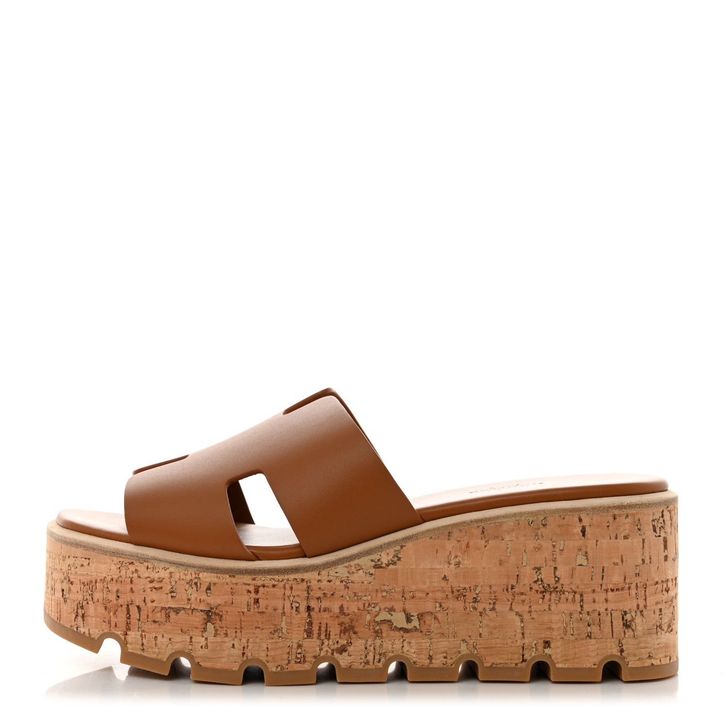 Hermes Calfskin Cork Eze 30 Sandals 37 Marron Glaise 1 of 9