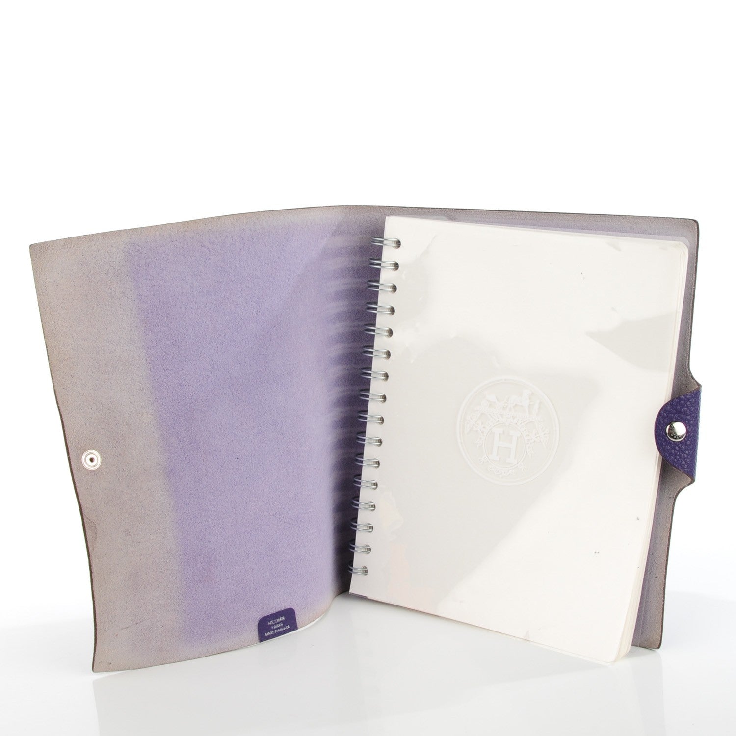 Hermes Taurillon Clemence Ulysse MM Notebook Cover Iris 8 of 10