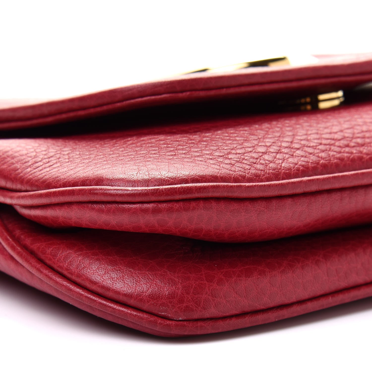 Gucci Pebbled Calfskin Small 1973 Chain Shoulder Bag Red 10 of 11