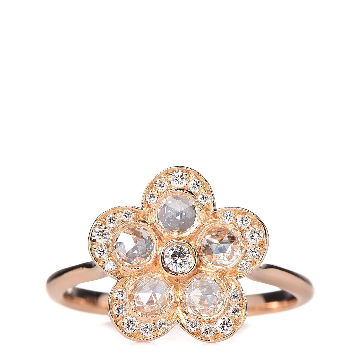18K Rose Gold Diamond Garden Flower Ring 51 5.75